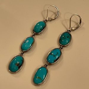 Handmade sterling and turquoise earrings.
